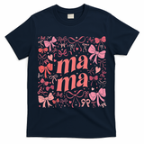 Mothers Day Preppy Mama Blue Coquette Bow T-Shirt