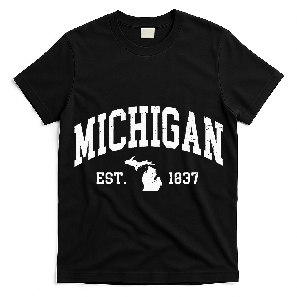 Michigan Est 1837 Distressed Worn Design Classic T-Shirt
