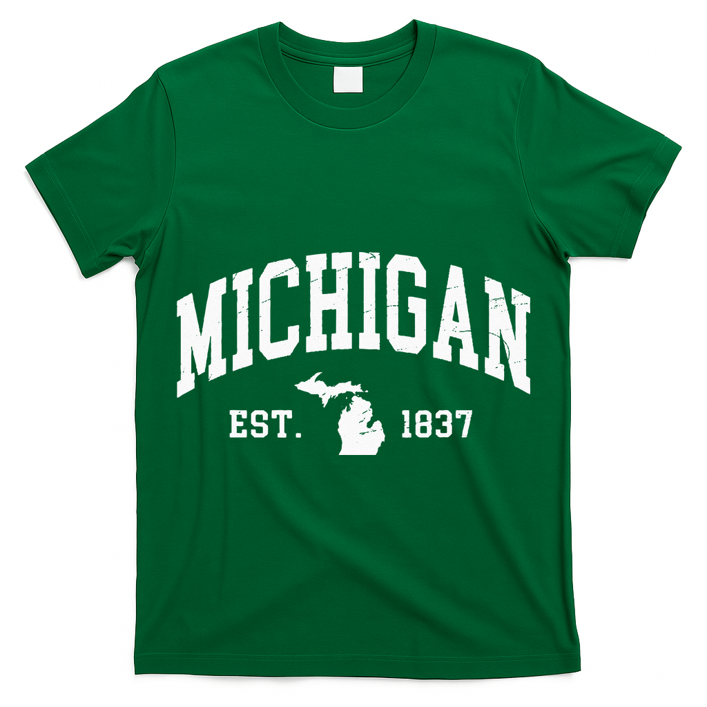 Michigan Est 1837 Distressed Worn Design Classic T-Shirt