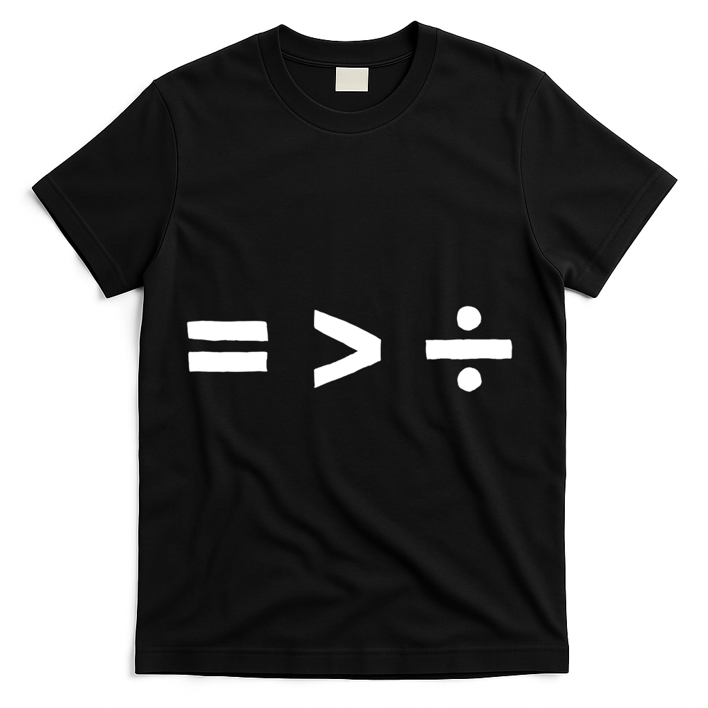 Math Equality Sign Greater Than Division Sign Equal Rights Gift T-Shirt - Black