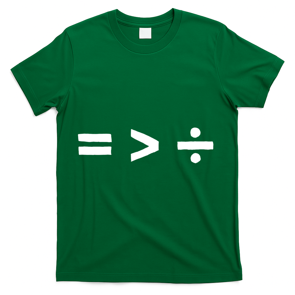 Math Equality Sign Greater Than Division Sign Equal Rights Gift T-Shirt - Green