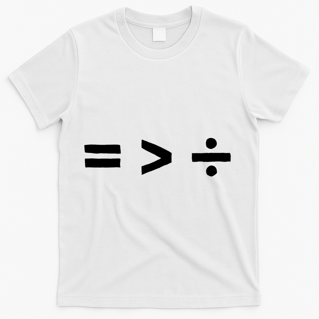 Math Equality Sign Greater Than Division Sign Equal Rights Gift T-Shirt - White