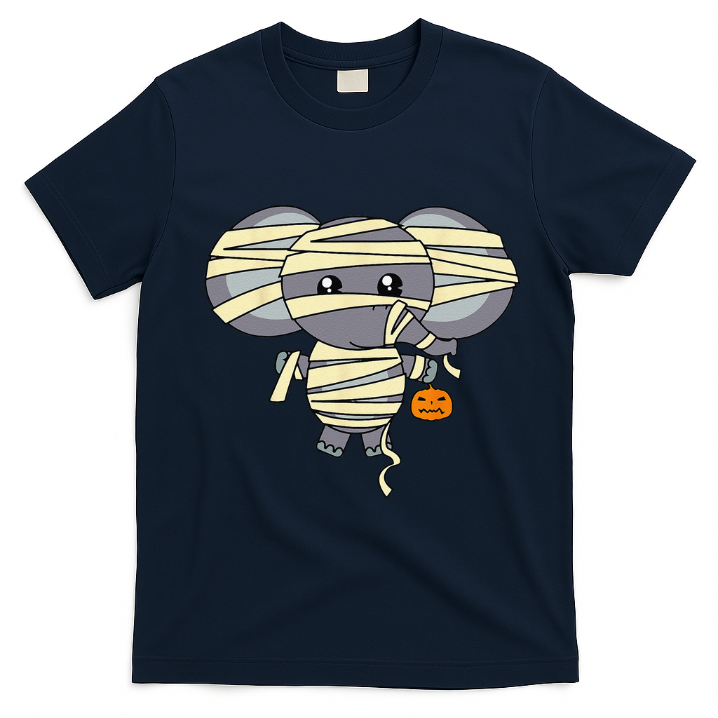 Mummy Elephant Trick Or Treating Costume Cute Halloween Gift T-Shirt - Navy Blue