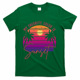 My Favorite Color Is Sunset Summer Retro T-Shirt - Green