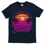 My Favorite Color Is Sunset Retro Summer T-Shirt - Navy