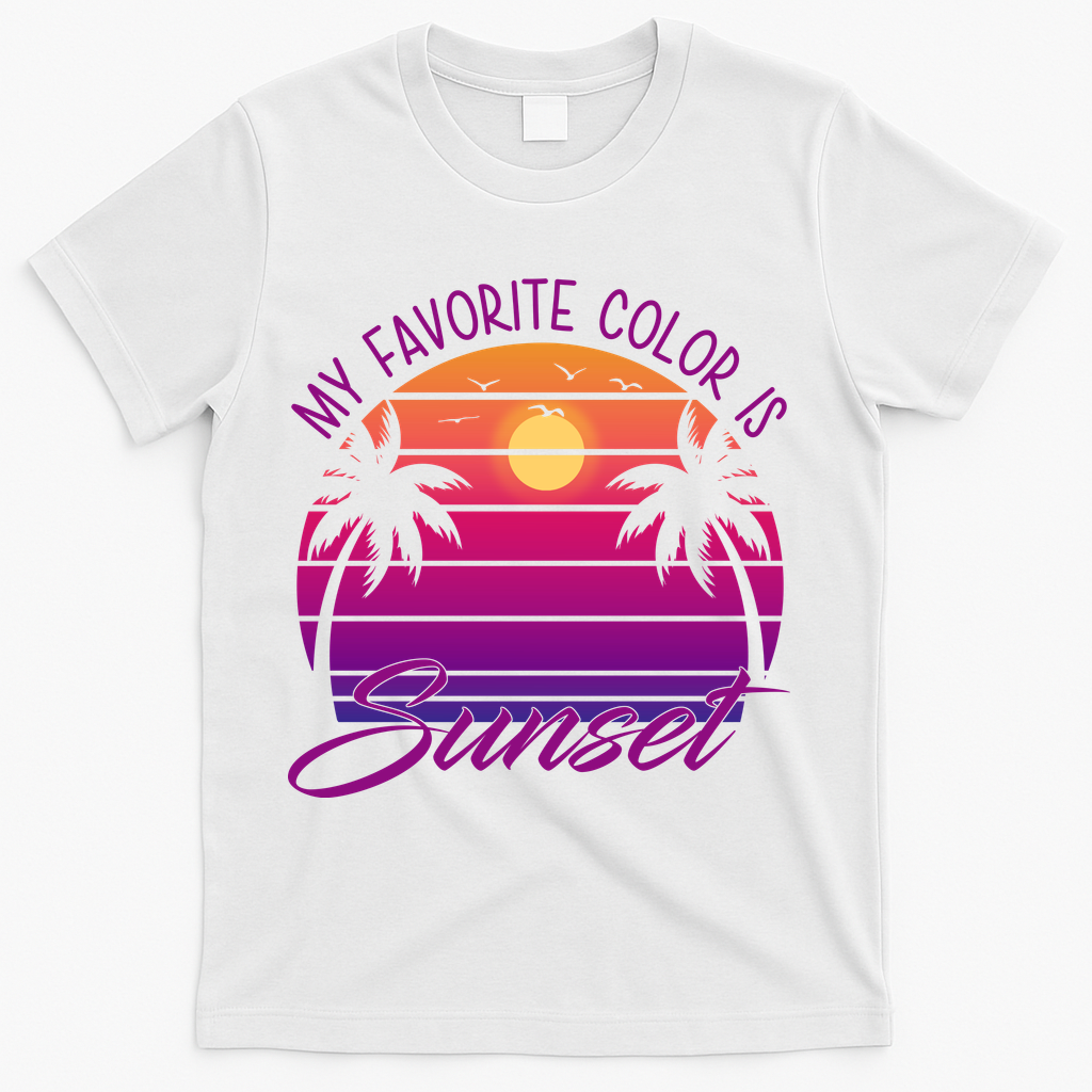 My Favorite Color Is Sunset Retro Summer T-Shirt - White