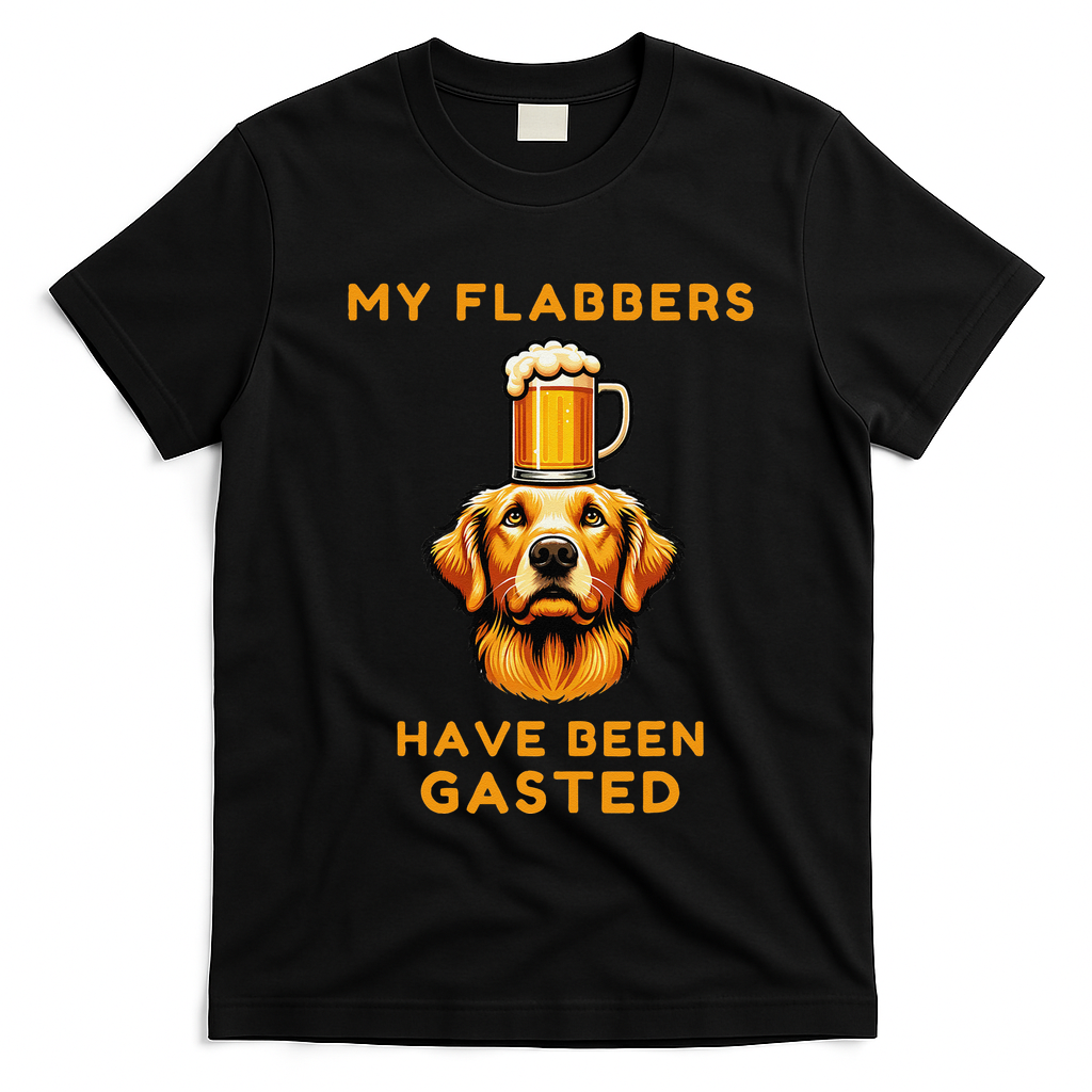 My Flabbers Have Been Gasted Distressed Retro Funny Dog T-Shirt - Black