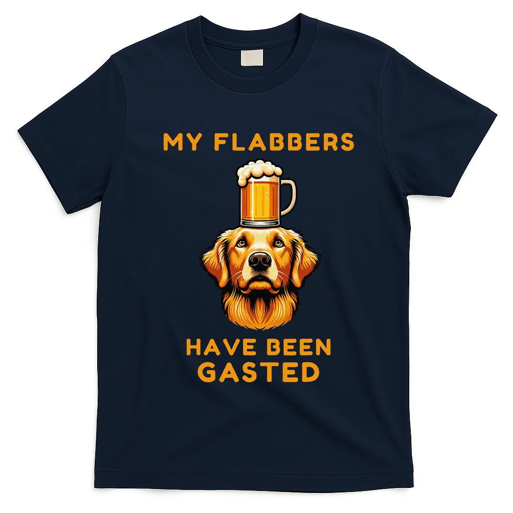 My Flabbers Have Been Gasted Distressed Retro Funny Dog T-Shirt - Navy Blue