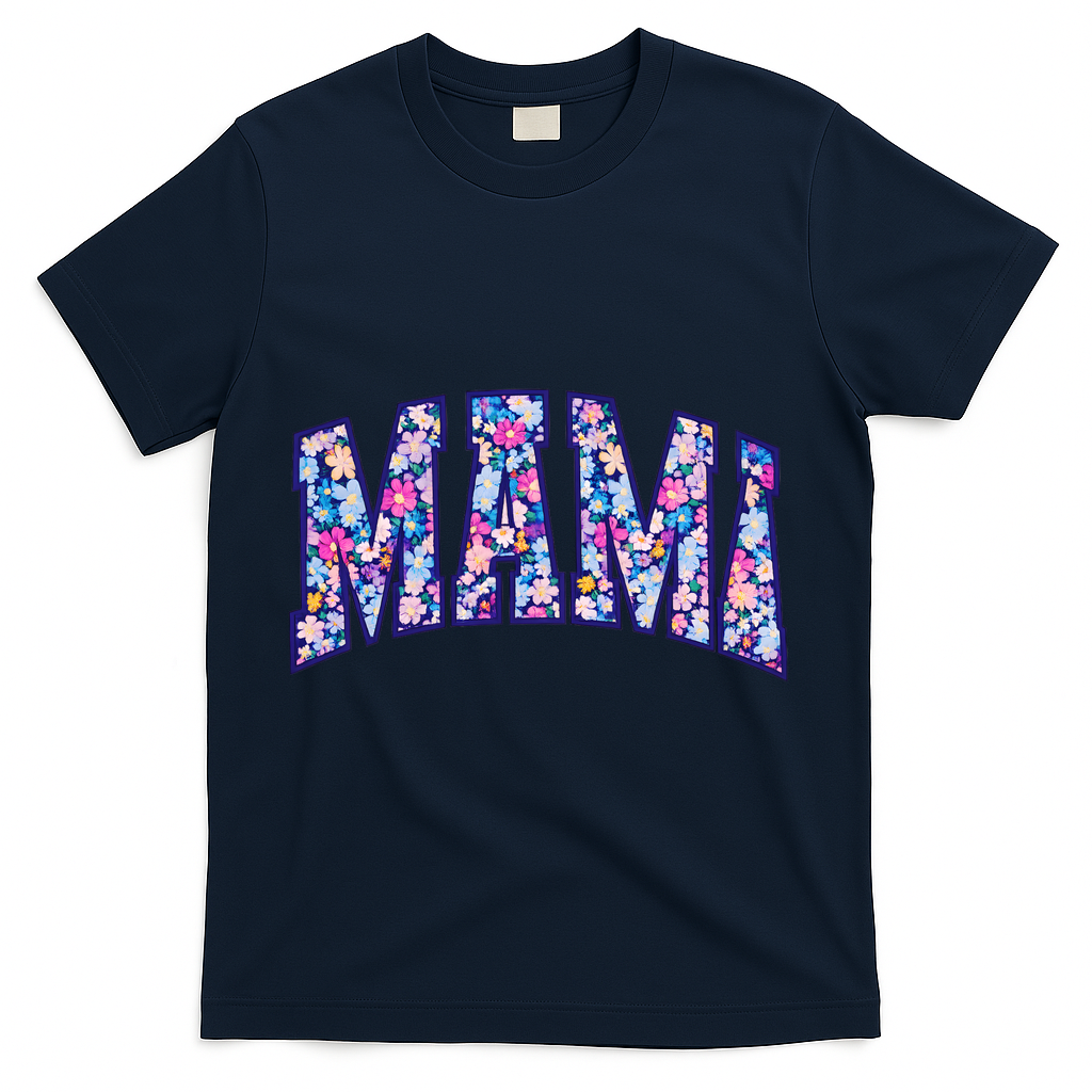 Mama Floral T-Shirt - Navy