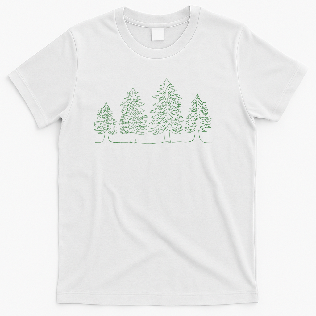Minimalist Family Pine Trees - White
