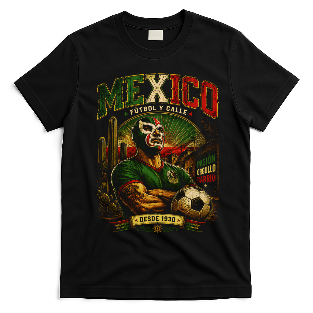 Mexico Fútbol Y Calle Soccer Fan T-Shirt - Black