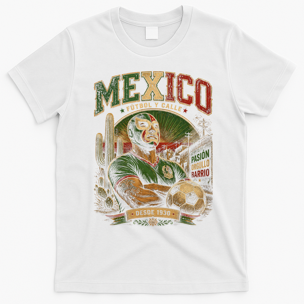 Mexico Fútbol Y Calle Soccer Fan T-Shirt - White
