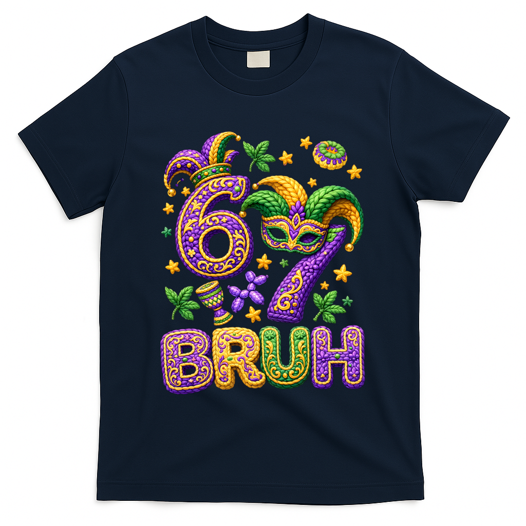 Mardi Gras 67 Bruh Funny 6-7 Meme T-Shirt