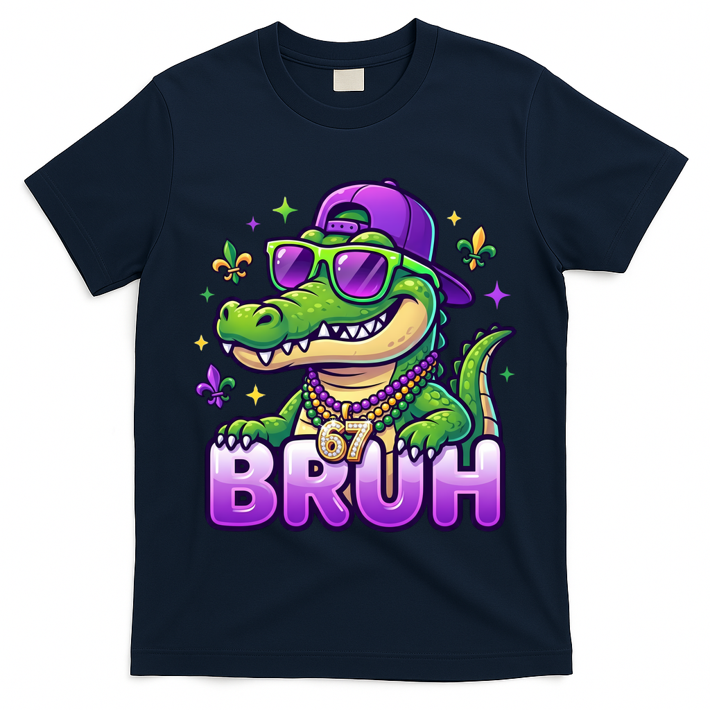 Mardi Gras 67 BRUH Alligator 6-7 Meme Six Seven T-Shirt