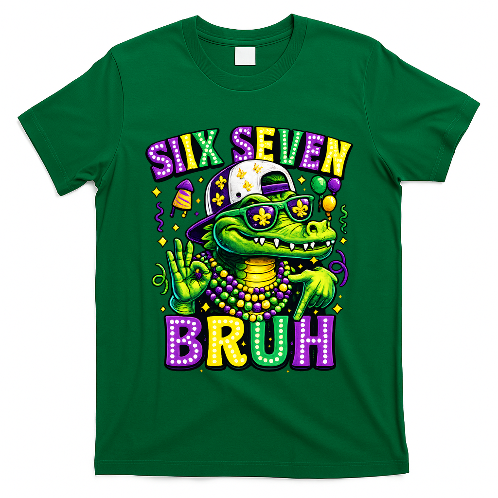 Mardi Gras 67 Six Seven Bruh Mardigator Alligator 6-7 T-Shirt