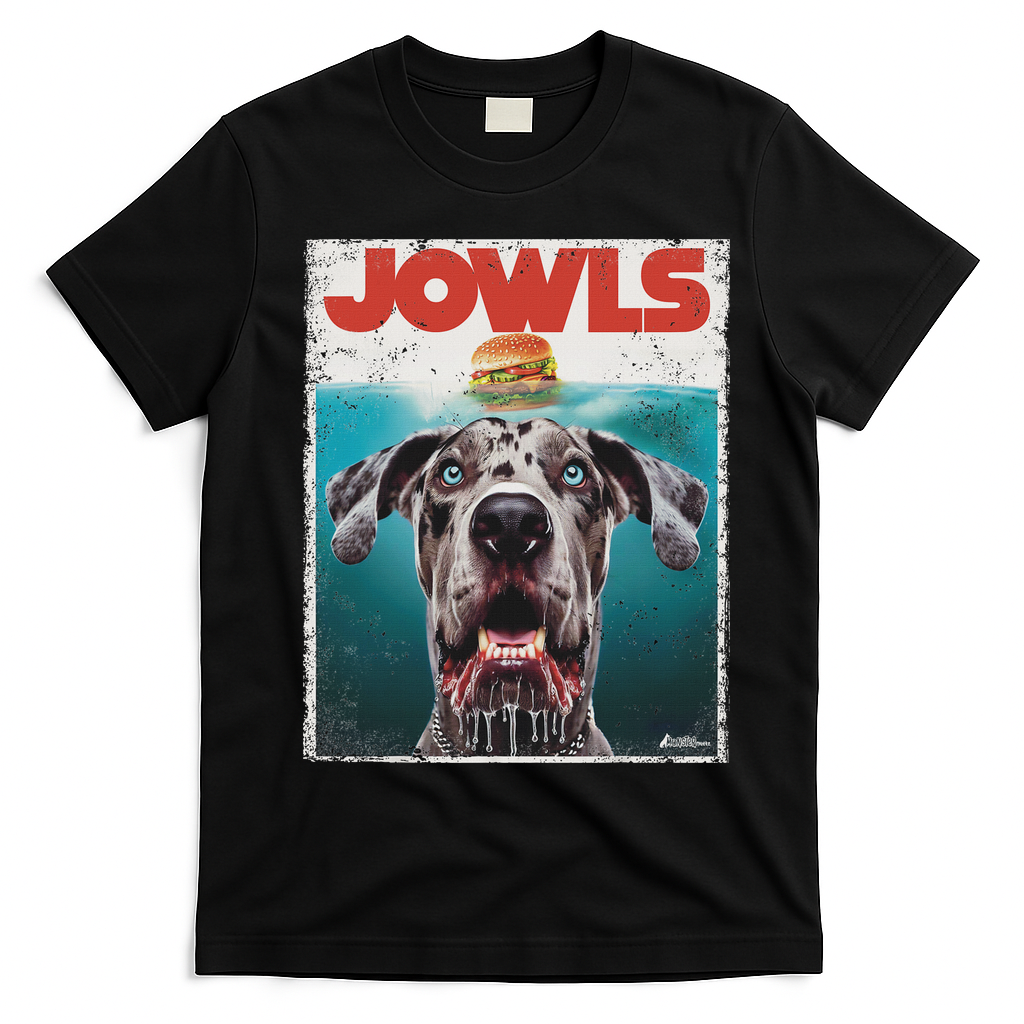 Merle Great Dane Jowls, Paws Top, Blue Eye Brown Dog Mom Dad T-Shirt - Black