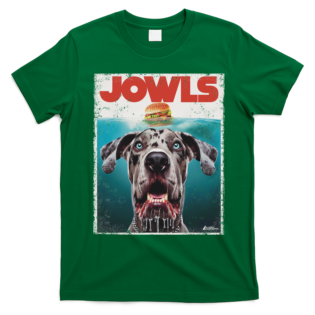 Merle Great Dane Jowls, Paws Top, Blue Eye Brown Dog Mom Dad T-Shirt - Irish Green
