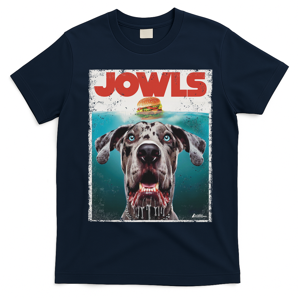 Merle Great Dane Jowls, Paws Top, Blue Eye Brown Dog Mom Dad T-Shirt - Navy Blue