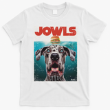 Merle Great Dane Jowls, Paws Top, Blue Eye Brown Dog Mom Dad T-Shirt - White