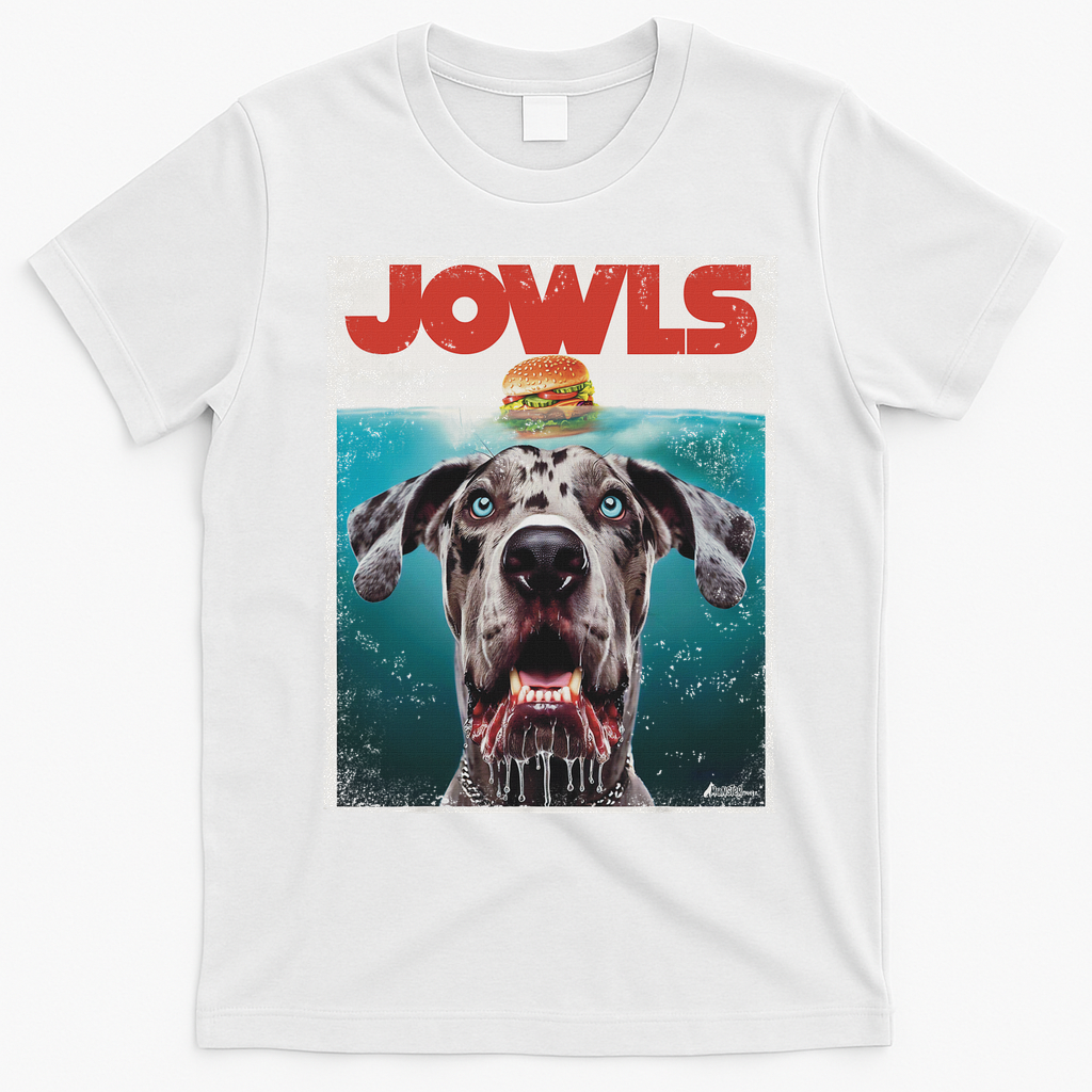 Merle Great Dane Jowls, Paws Top, Blue Eye Brown Dog Mom Dad T-Shirt - White