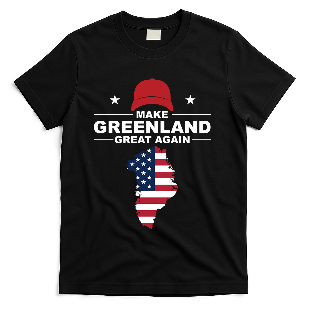 Make Greenland Great Again American Flag Trump T-Shirt - Black