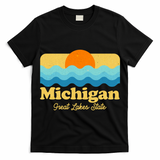 Michigan Great Lakes State Retro Sun Lake T-Shirt