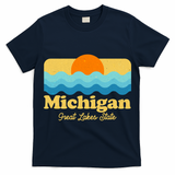 Michigan Great Lakes State Retro Sun Lake T-Shirt