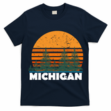 Michigan Gift Vintage Retro Sunset Mi State Hood Gift T-Shirt