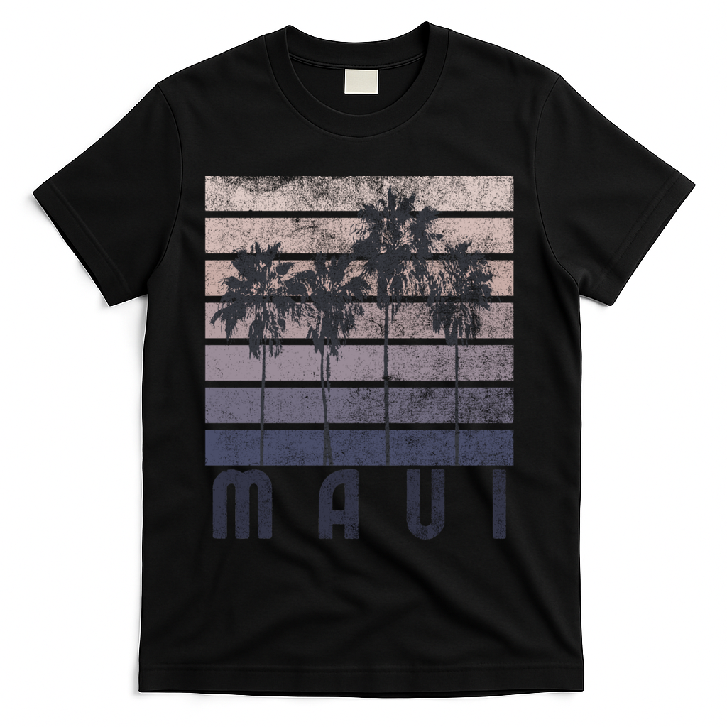 Maui Hawaii Beach Summer Vacation Vintage Gift T-Shirt - Black
