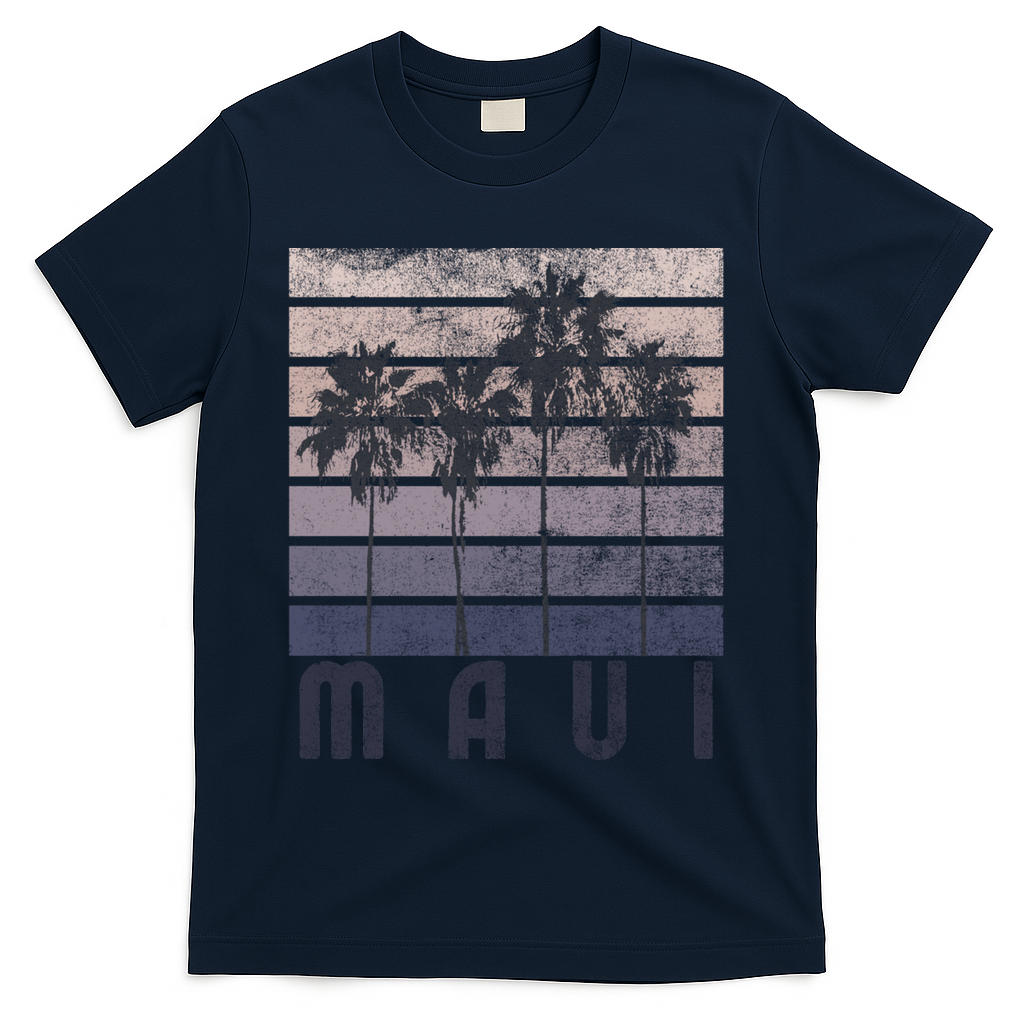 Maui Hawaii Beach Summer Vacation Vintage Gift T-Shirt - Navy
