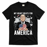 My Heart Beats For America Trump Valentines Day T-Shirt - Black