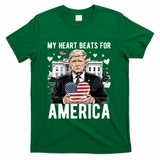 My Heart Beats For America Trump Valentines Day T-Shirt - Green