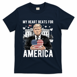 My Heart Beats For America Trump Valentines Day T-Shirt - Navy