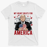 My Heart Beats For America Trump Valentines Day T-Shirt - White