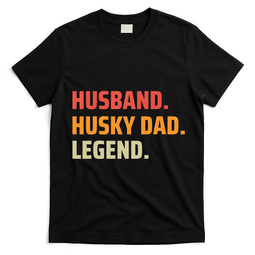 Men Husband Husky Dad Legend Siberian Huskies Dog Dad Father T-Shirt - Black