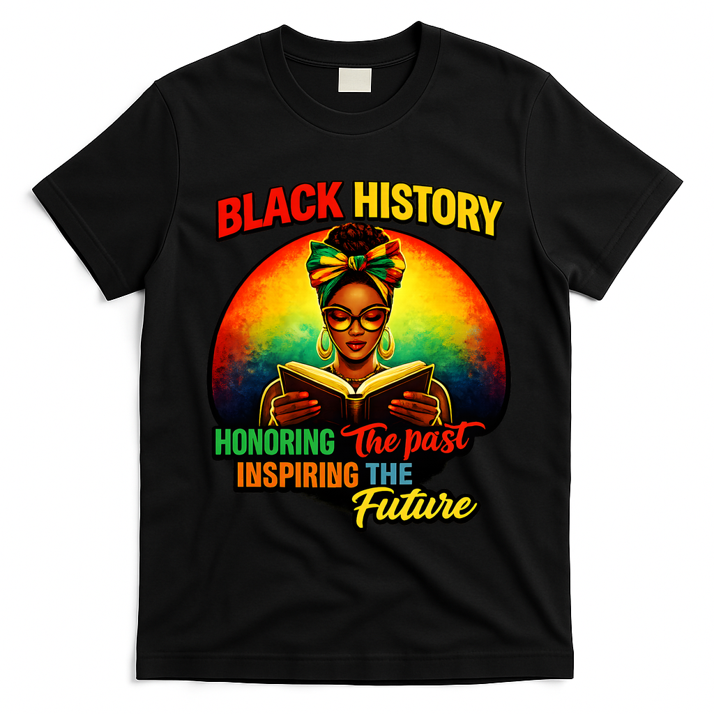 Melanin Honoring Past Inspiring Pride Book Black History T-Shirt