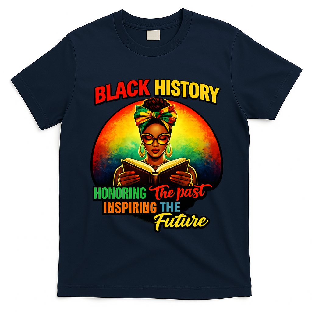 Melanin Honoring Past Inspiring Pride Book Black History T-Shirt