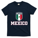 Mexico Heritage Shield Crest Soccer Fan T-Shirt - Navy Blue