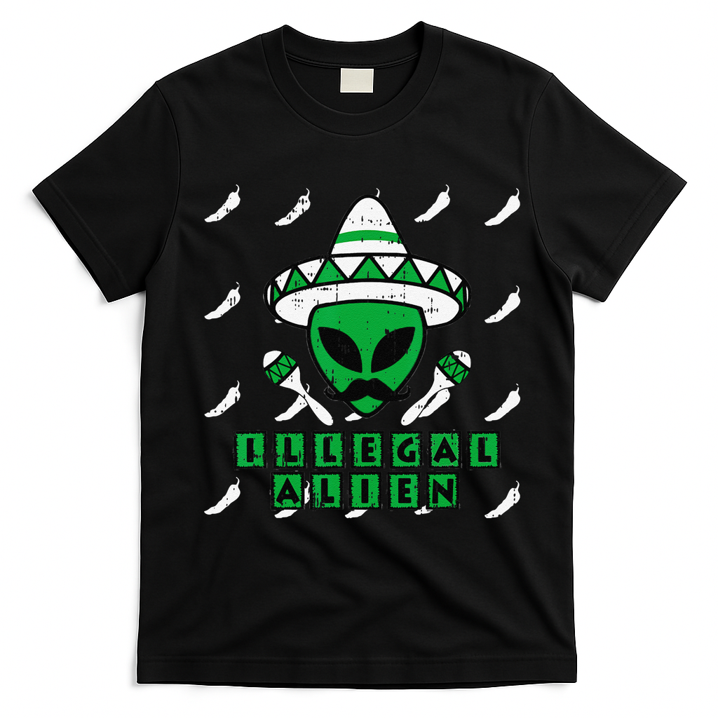 Martian Illegal Alien Mexican Area51 Funny Halloween Gift T-Shirt - Black