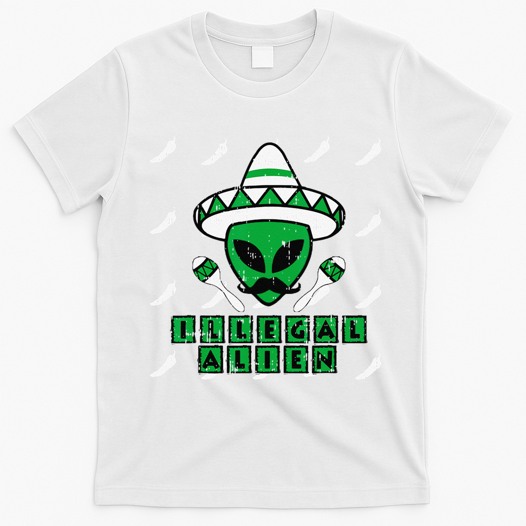 Martian Illegal Alien Mexican Area51 Funny Halloween Gift T-Shirt - White