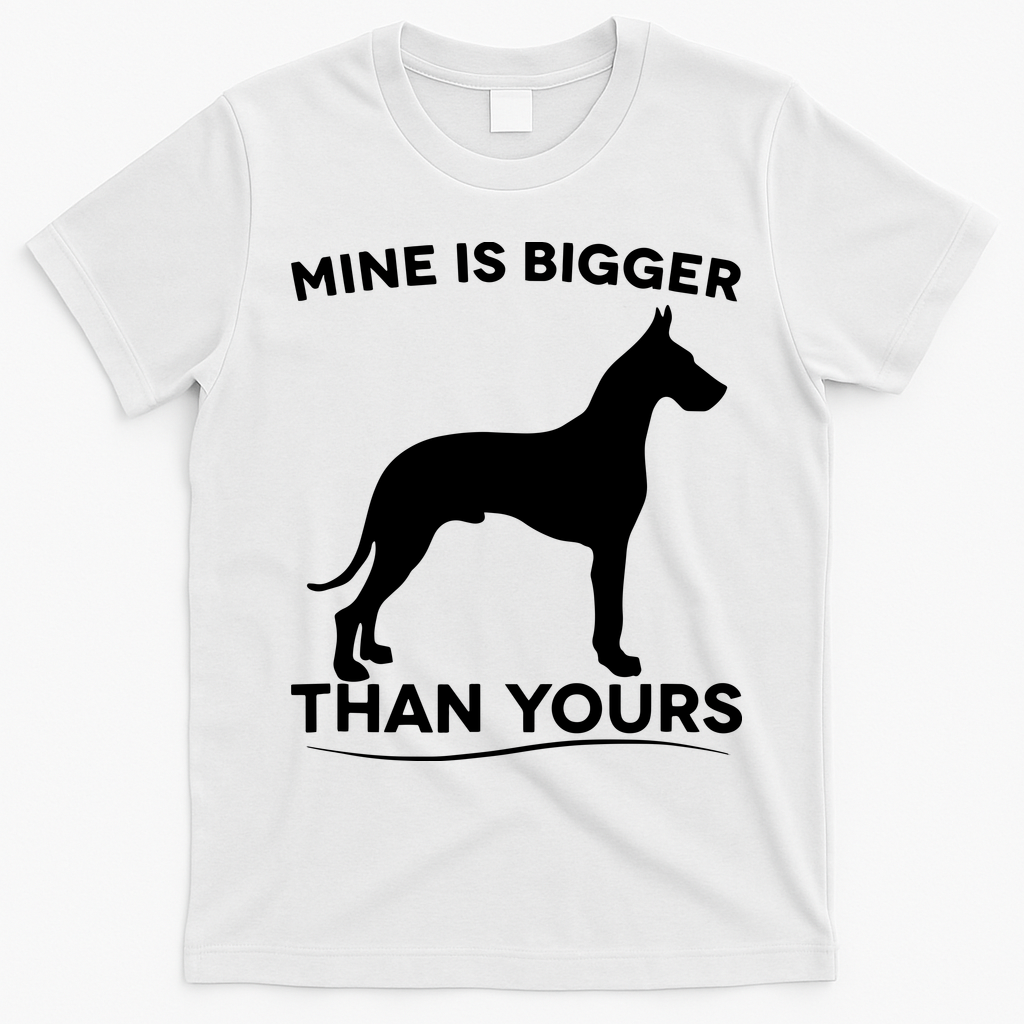 Mine Is Bigger Than Yours Great Dane Dog T-Shirt - White