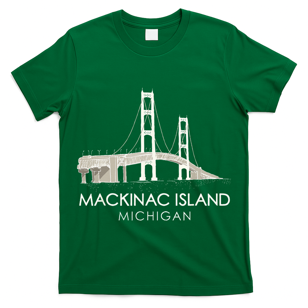 Mackinac Island Bridge Michigan Great Lakes Huron Ferry Trip T-Shirt
