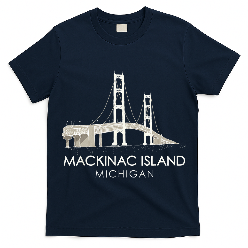 Mackinac Island Bridge Michigan Great Lakes Huron Ferry Trip T-Shirt