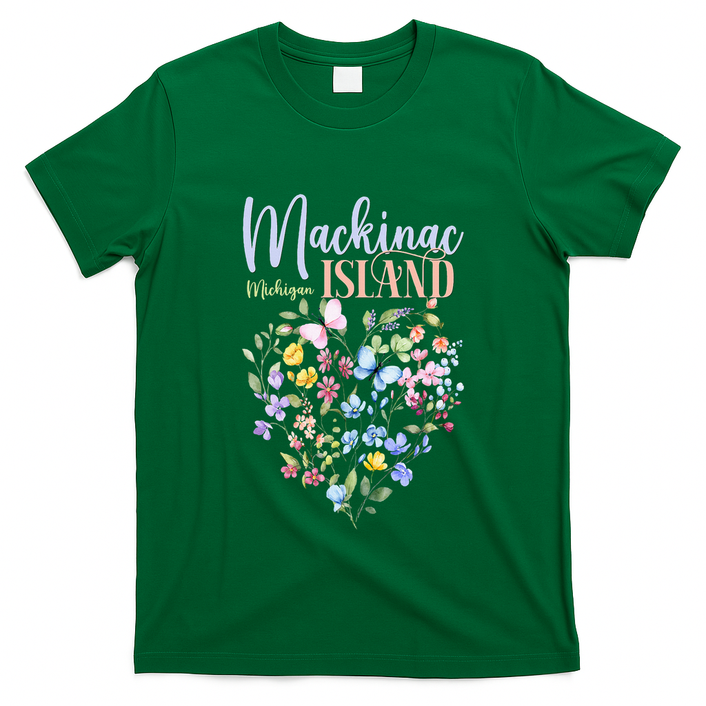 Mackinac Island Michigan Wildflowers Heart I Love Michigan T-Shirt