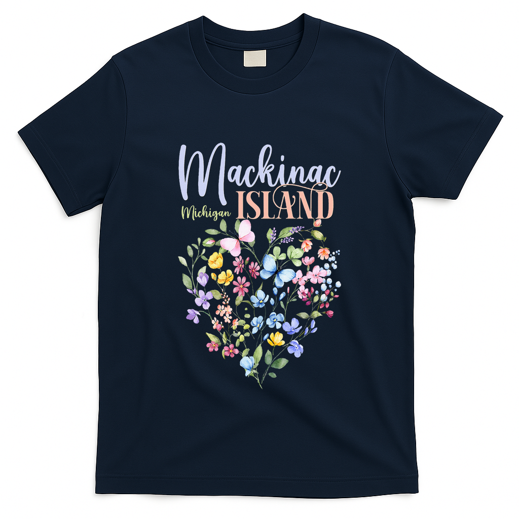 Mackinac Island Michigan Wildflowers Heart I Love Michigan T-Shirt