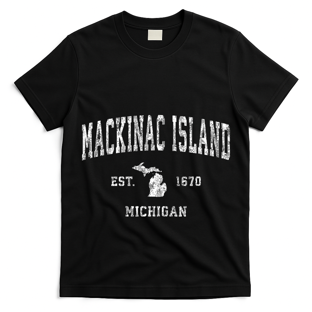 Mackinac Island Michigan Mi Vintage Athletic Sports Design T-Shirt