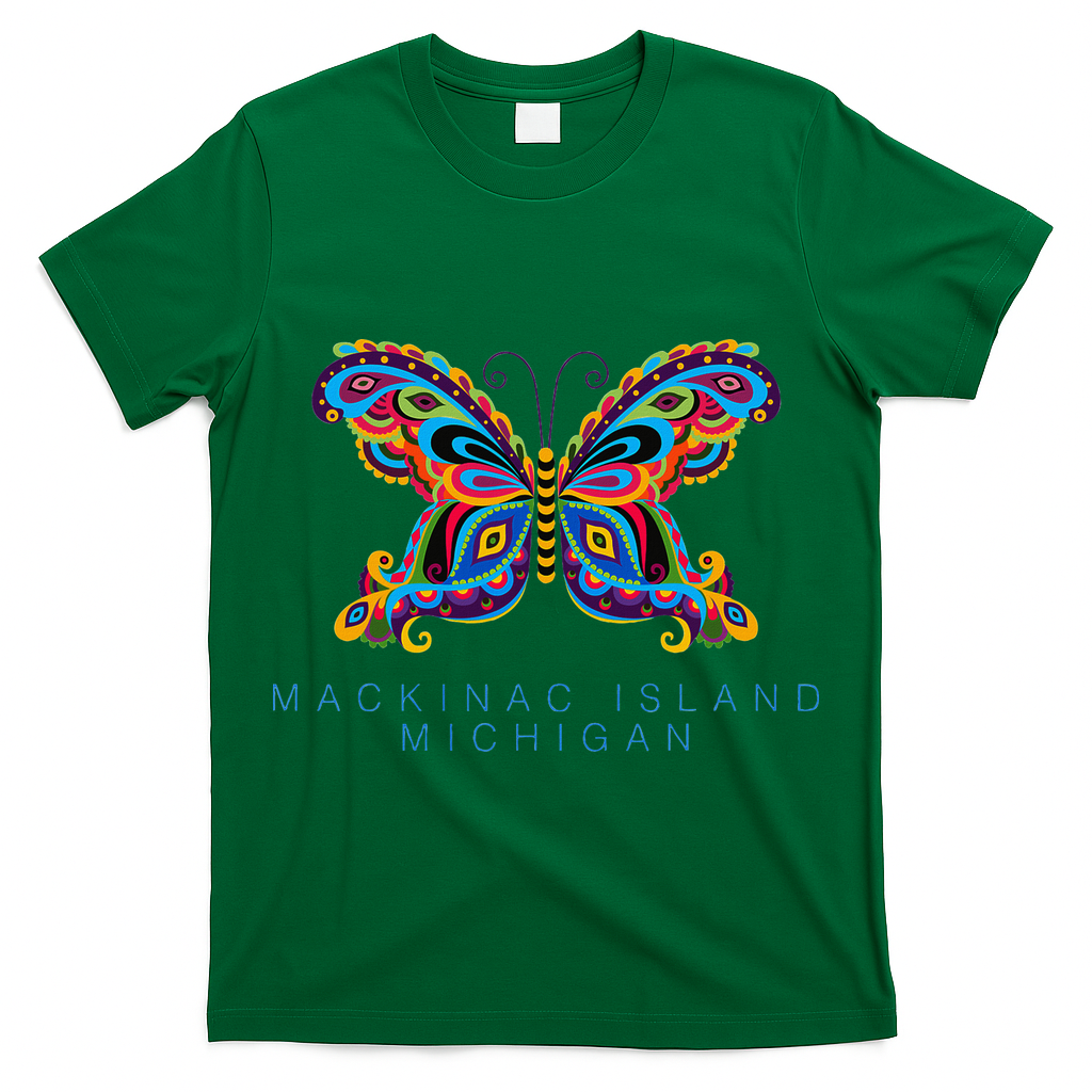 Mackinac Island Michigan Souvenir Butterfly Graphic T-Shirt