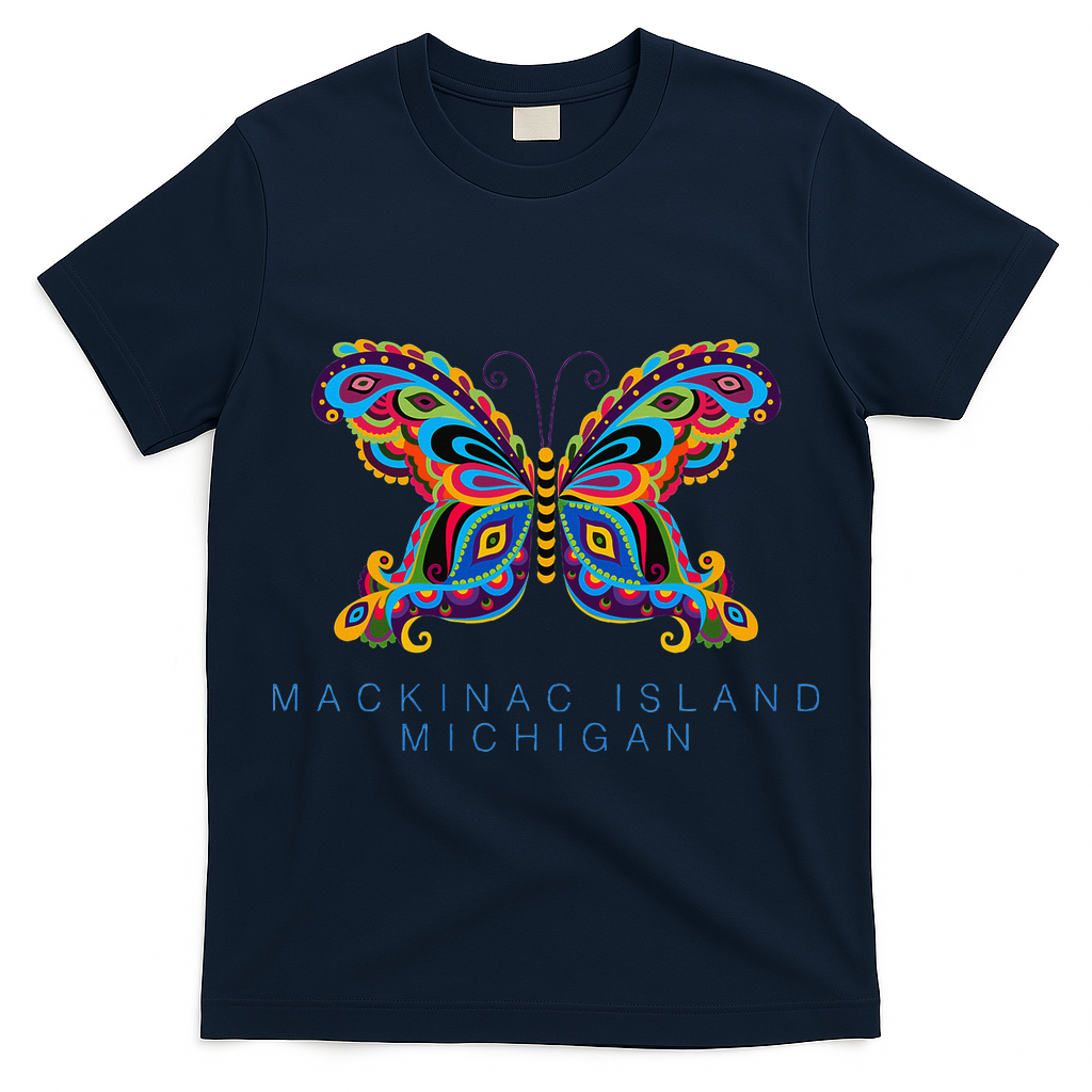 Mackinac Island Michigan Souvenir Butterfly Graphic T-Shirt