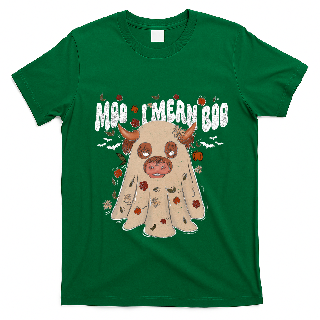 Moo I Mean Boo Funny Halloween Pig Ghost T-Shirt - Irish Green