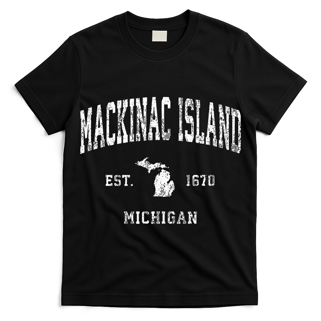 Mackinac Island Michigan MI Vintage Athletic Sports Design T-Shirt